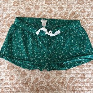 J.Crew Green Floral sleep Shorts pajama boxers 100% cotton teal flower shorts